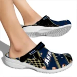 Akron Zips Clogs – Custom Checkered Streaks Blue Black 1
