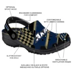 Akron Zips Clogs – Custom Checkered Streaks Blue Black 1