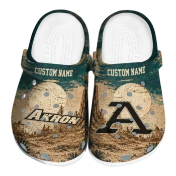 Akron Zips Clogs - Customized Cracked Landscape Fir Green Beige