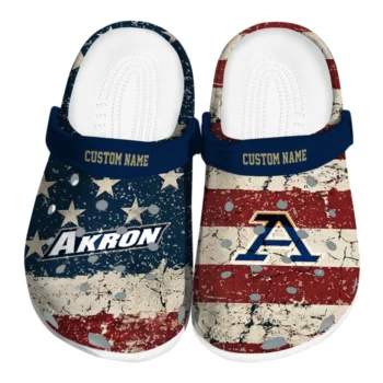 Akron Zips Clogs - Customized Distressed Stripes Blue Red Blue
