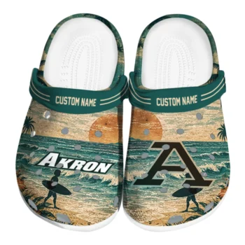 Akron Zips Clogs - Personalized Wave Scene Fir Green