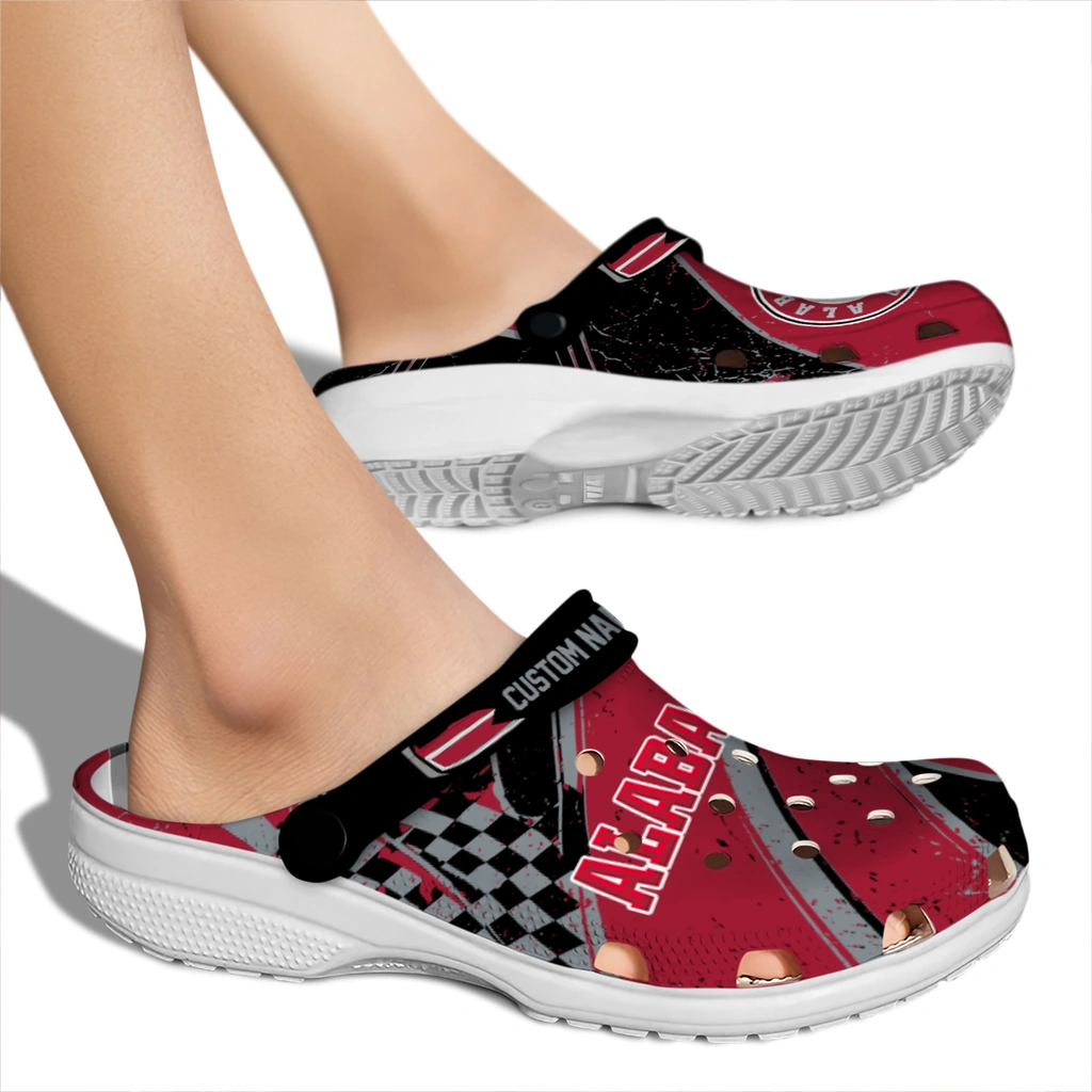 alabama-crimson-tide-clog-custom-checkered-streaks-crimson-black-fashion-forward.webp