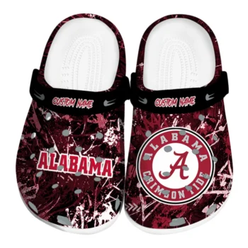 Alabama Crimson Tide Clogs - Custom Graffiti Burst Crimson Black