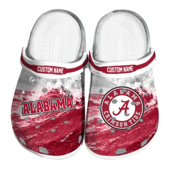 Alabama Crimson Tide Clogs - Custom Wave Swirl Crimson White