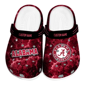Alabama Crimson Tide Clogs - Personalized Cracked Energy Crimson Black