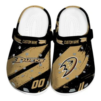 Anaheim Ducks Clogs - Customized Circuit Geometry Gold Black