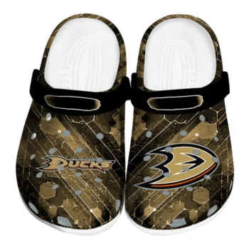 Anaheim Ducks Clogs - Customized Circuit Geometry Gold Black