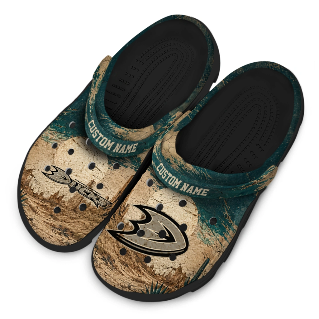 anaheim-ducks-clog-customized-cracked-landscape-fir-green-beige-latest-model.webp