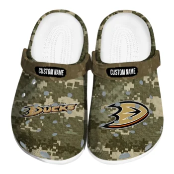 Anaheim Ducks Clogs - Customized Digital Camo Gold