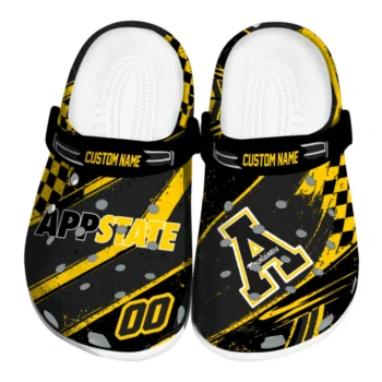 Appalachian State Mountaineers Clogs - Custom Checkered Streaks Black