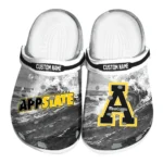 Appalachian State Mountaineers Clogs - Custom Wave Swirl Black White 1 appalachian-state-mountaineers-clog-custom-wave-swirl-black-white-best-selling.webp