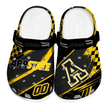 Appalachian State Mountaineers Clogs - Custom Checkered Streaks Black
