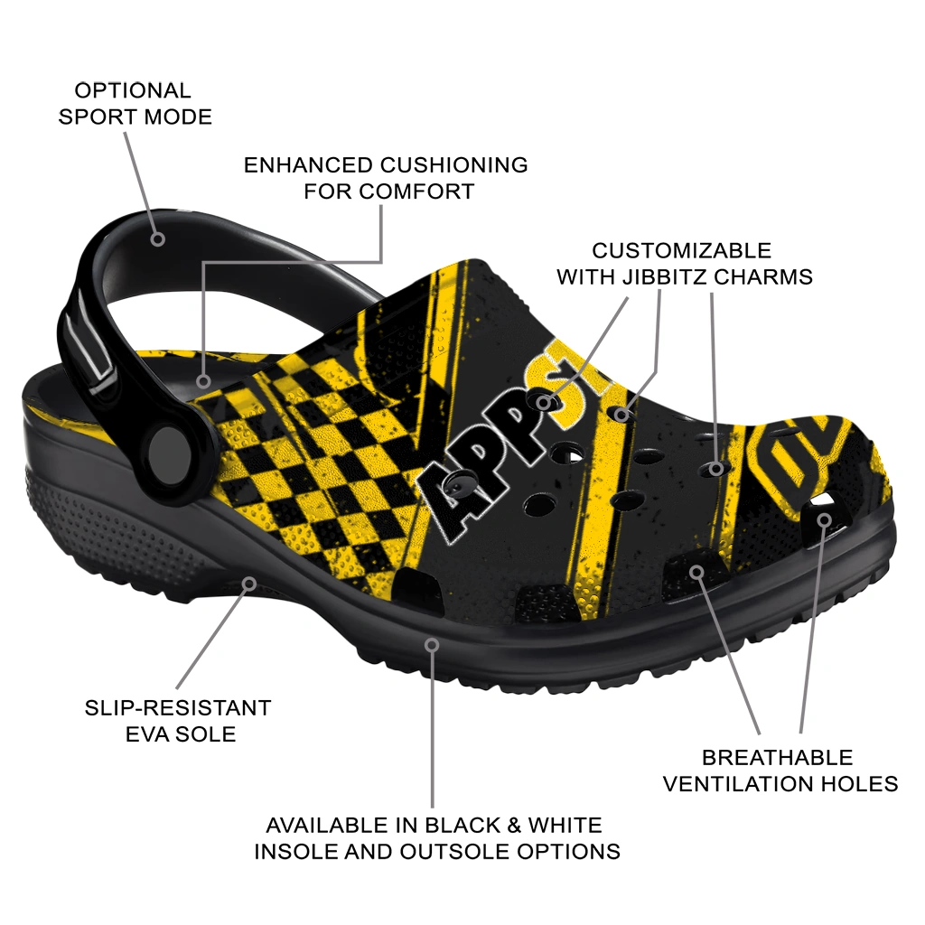 Appalachian State Mountaineers Clogs - Customized Circuit Geometry Black 5