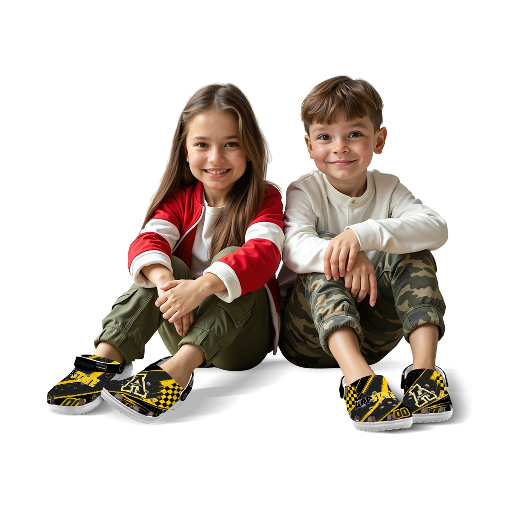 Appalachian State Mountaineers Clogs - Customized Circuit Geometry Black 8
