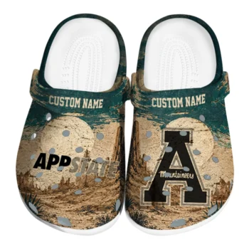 Appalachian State Mountaineers Clogs - Customized Cracked Landscape Fir Green Beige