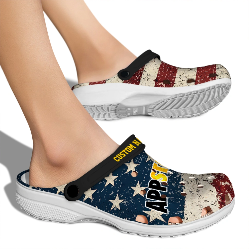 appalachian-state-mountaineers-clog-customized-distressed-stripes-black-red-blue-fashion-forward.webp