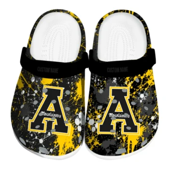 Appalachian State Mountaineers Clogs - Personalized Splatter Splash Black