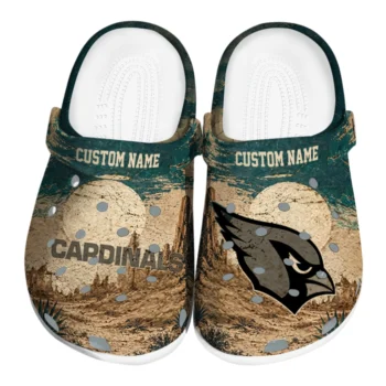 Arizona Cardinals Clogs - Personalized Cracked Landscape Fir Green Beige