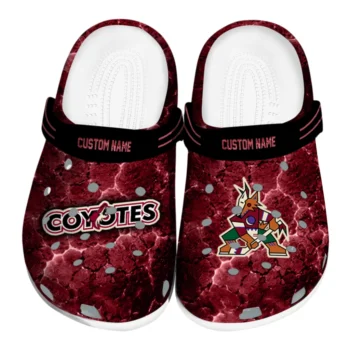 Arizona Coyotes Clogs - Custom Cracked Energy Red Black