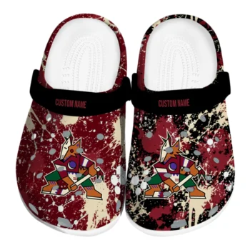 Arizona Coyotes Clogs - Custom Splatter Splash Red Black