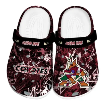 Arizona Coyotes Clogs - Customized Graffiti Burst Red Black