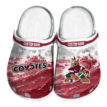 Arizona Coyotes Clogs - Customized Wave Swirl Red White