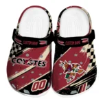 Arizona Coyotes Clogs – Customized Checkered Streaks Red Black 1