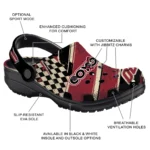 Arizona Coyotes Clogs – Customized Checkered Streaks Red Black 1