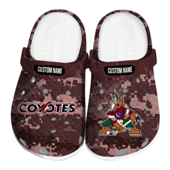 Arizona Coyotes Clogs - Personalized Digital Camo Red