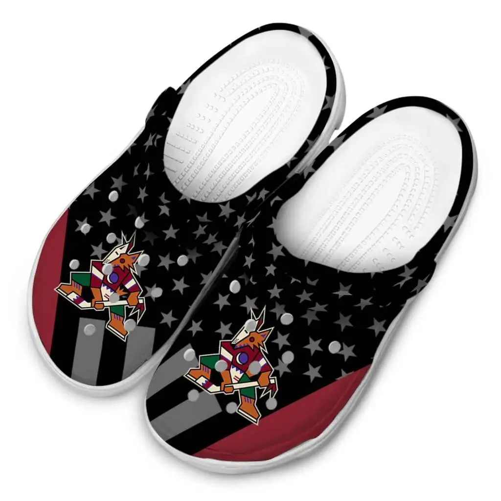Arizona Coyotes Clogs Stellar Stripes Theme Latest Model Arizona Coyotes Clogs Stellar Stripes Theme Latest Model