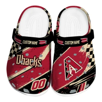 Arizona Diamondbacks Clogs - Customized Checkered Streaks Red Black