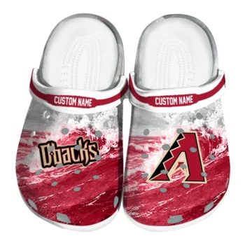 Arizona Diamondbacks Clogs - Customized Wave Swirl Red White