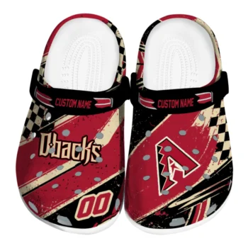 Arizona Diamondbacks Clogs - Customized Checkered Streaks Red Black