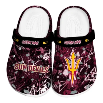 Arizona State Sun Devils Clogs - Custom Graffiti Burst Maroon Black