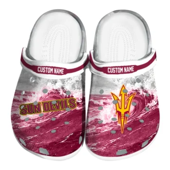 Arizona State Sun Devils Clogs - Custom Wave Swirl Maroon White