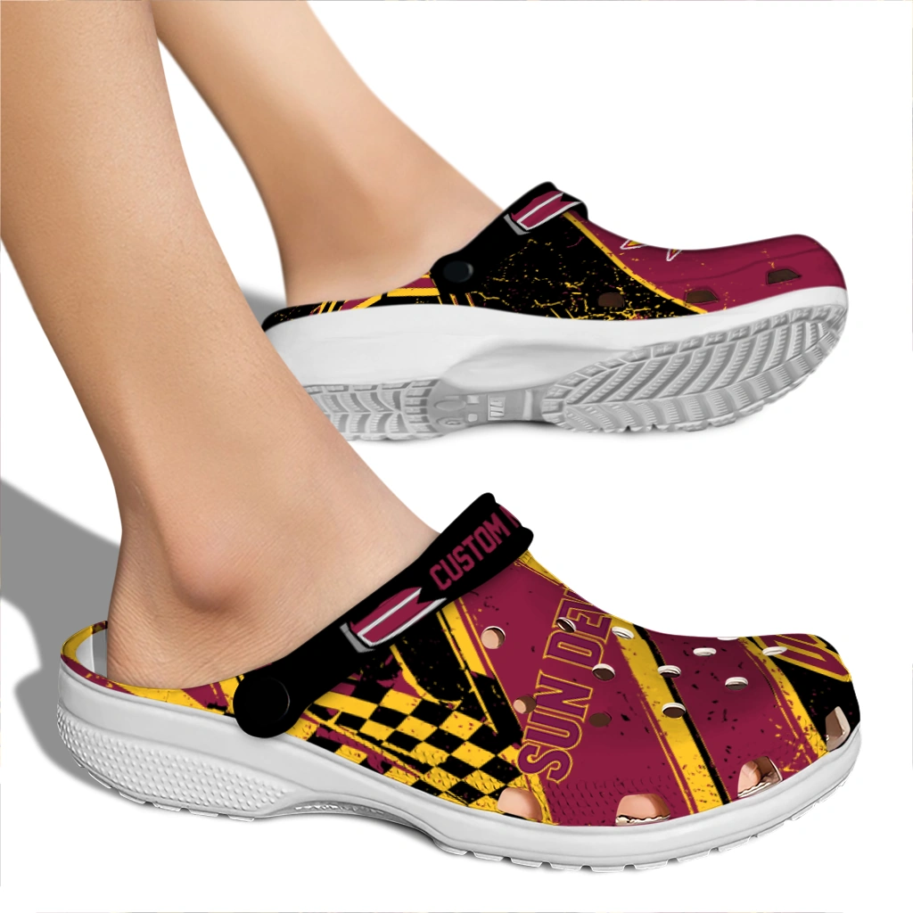 Arizona State Sun Devils Clogs - Customized Circuit Geometry Maroon Black 2