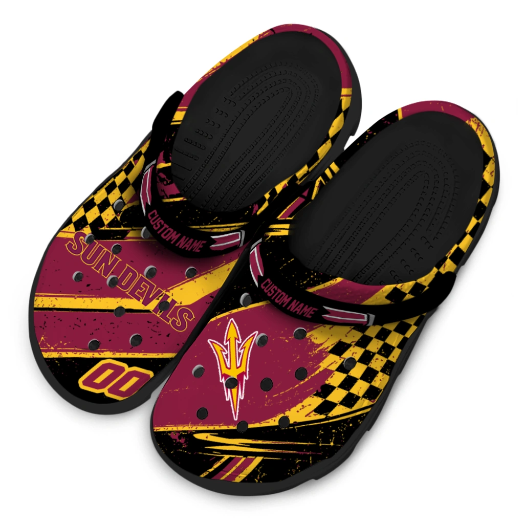 Arizona State Sun Devils Clogs - Customized Circuit Geometry Maroon Black 4
