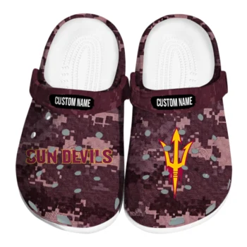 Arizona State Sun Devils Clogs - Customized Digital Camo Maroon