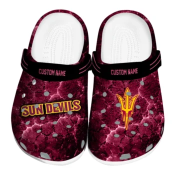 Arizona State Sun Devils Clogs - Personalized Cracked Energy Maroon Black