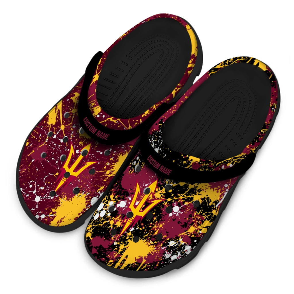 arizona-state-sun-devils-clog-personalized-splatter-splash-maroon-black-latest-model.webp