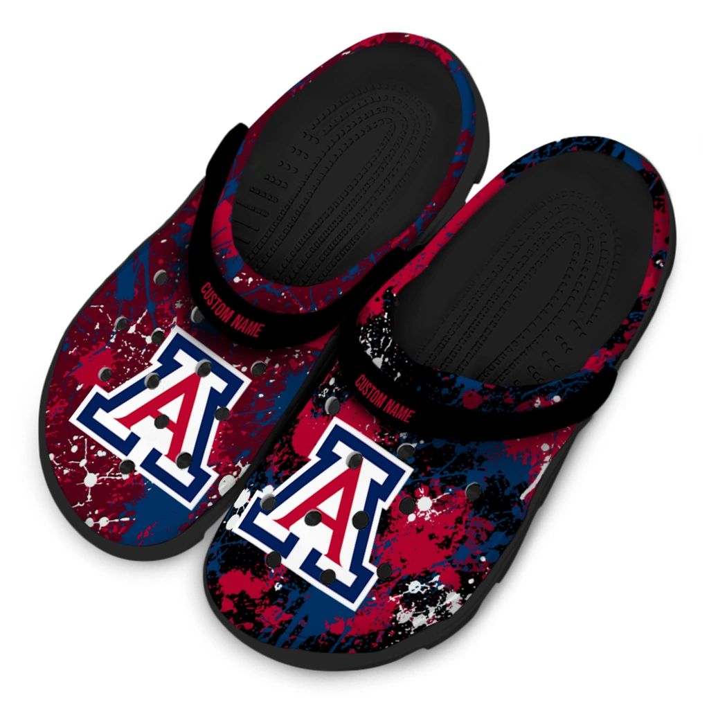 arizona-wildcats-clog-custom-splatter-splash-red-black-latest-model.webp