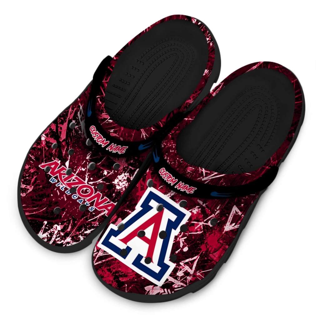 arizona-wildcats-clog-customized-graffiti-burst-red-black-latest-model.webp