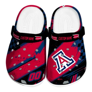 Arizona Wildcats Clogs - Customized Checkered Streaks Red Black