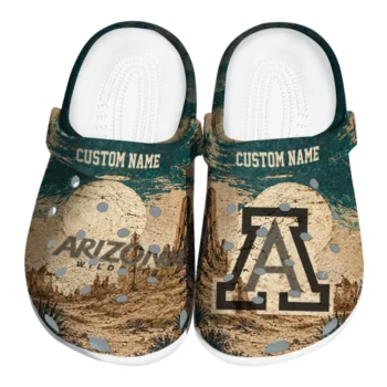 Arizona Wildcats Clogs - Personalized Cracked Landscape Fir Green Beige