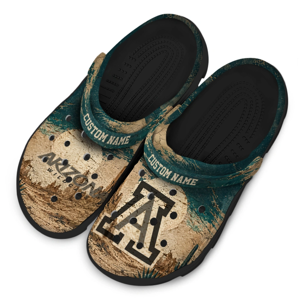 arizona-wildcats-clog-personalized-cracked-landscape-fir-green-beige-latest-model.webp