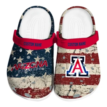 Arizona Wildcats Clogs - Personalized Distressed Stripes Red Blue