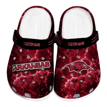 Arkansas Razorbacks Clogs - Custom Cracked Energy Red Black