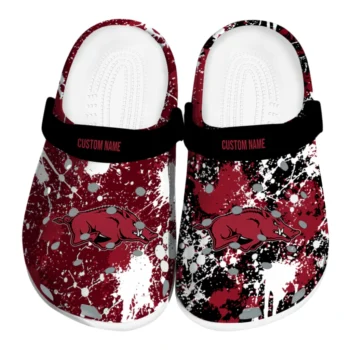 Arkansas Razorbacks Clogs - Custom Splatter Splash Red Black