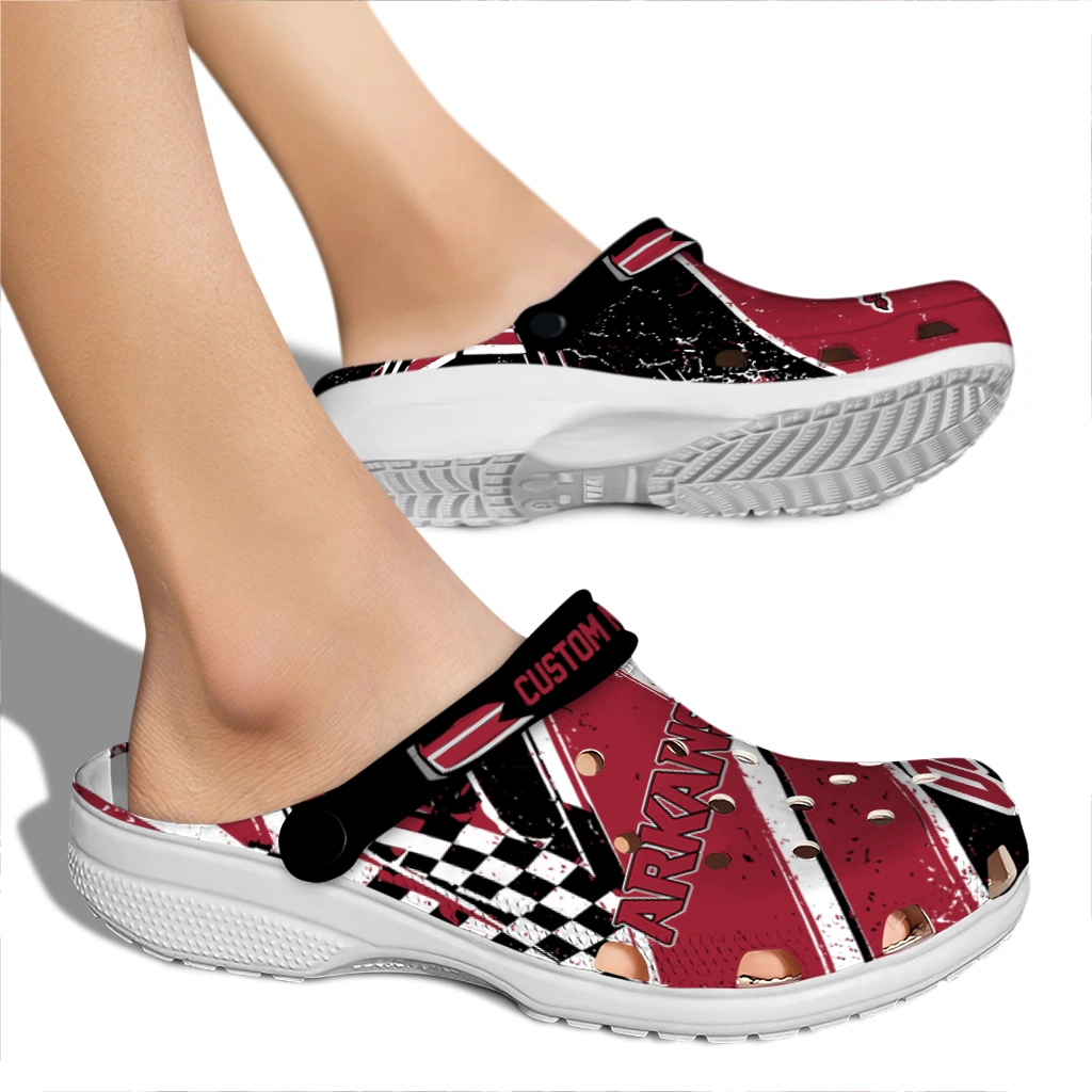 Arkansas Razorbacks Clogs - Personalized Circuit Geometry Red Black 2