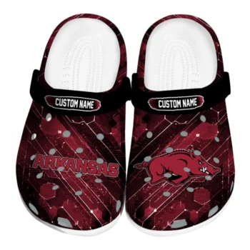 Arkansas Razorbacks Clogs - Personalized Circuit Geometry Red Black